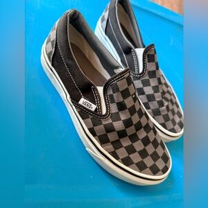 Vans Black and Gray Checkered Slip-Ons